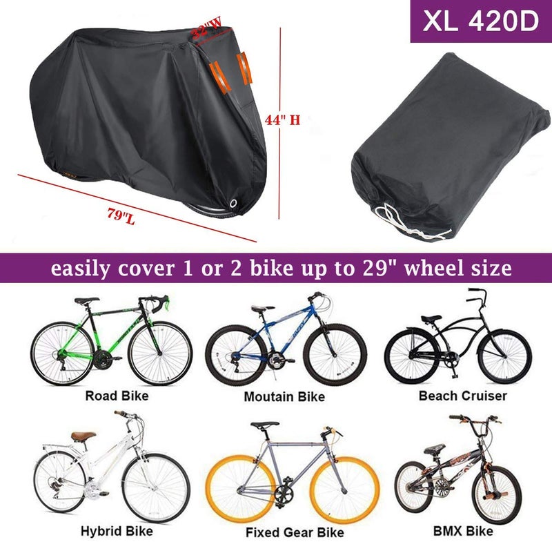 Indeed BUY Bike Cover for 1, 2 or 3 Bikes Waterproof Bicycle Cover Outdoor Bike Storage Covers XL XXL 420D Heavy Duty Rain Sun UV Wind Proof for Mountain Road Electric Bike etc - Image 3